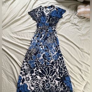 Soma Blue and White Floral Maxi Dress